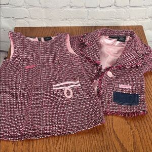 Calvin Klein Jeans Pink Tweed Jacket & matching jumper 18 months